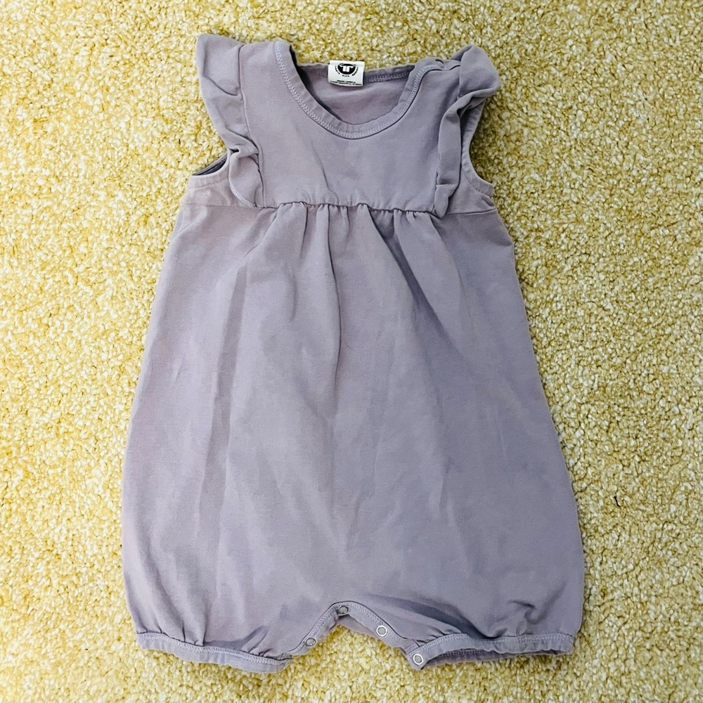 Blush purple ruffle bubble romper